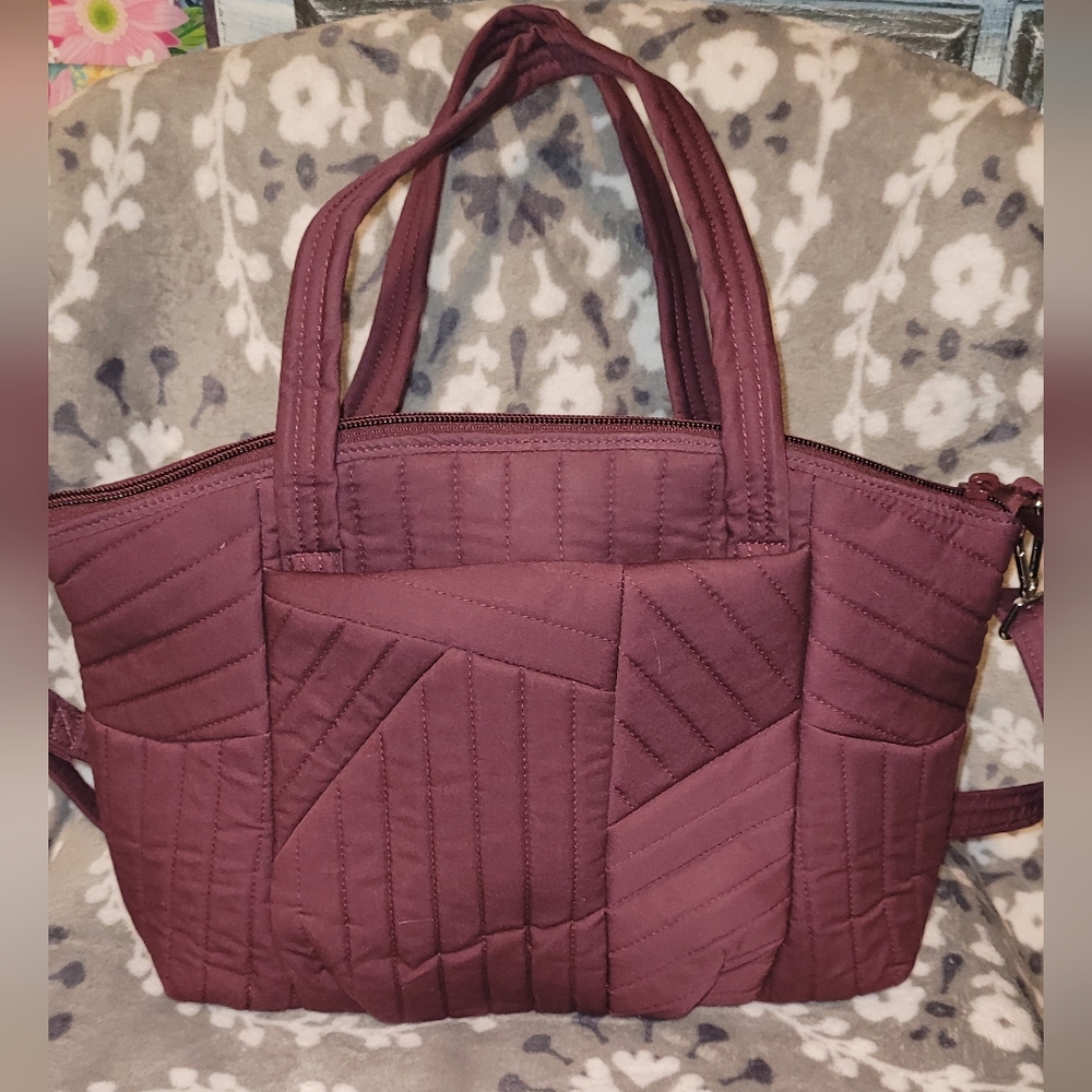 Vera Bradley pleated multi-strap satchel in mulled wine